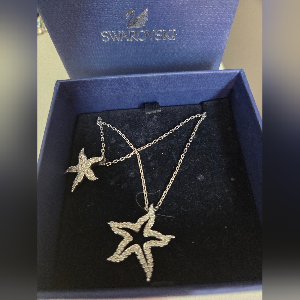 Swarovski Sterling Silver Starfish Necklace Set